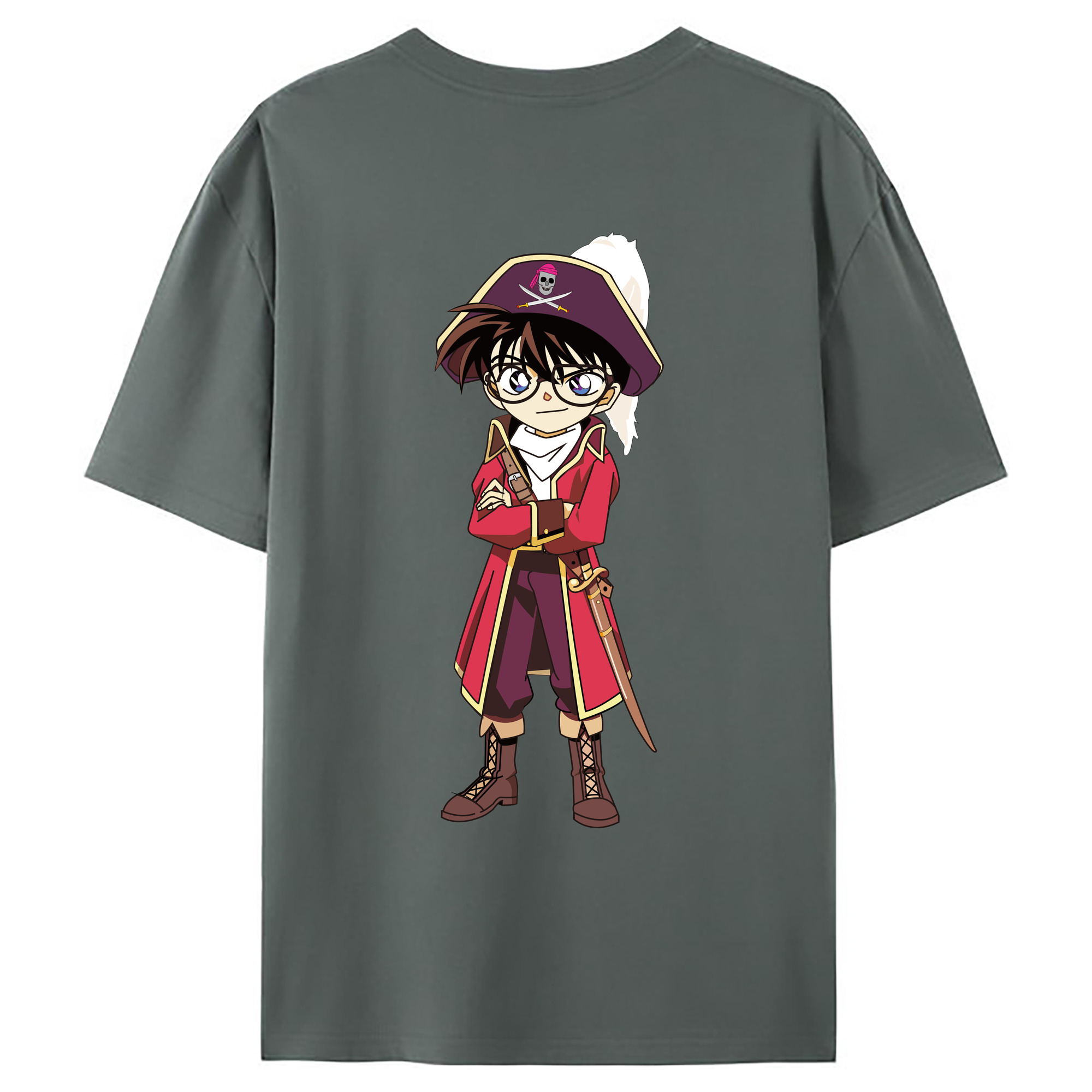（画像用） 名探偵コナン 江戸川 コナン Detective Conan Conan Edogawa 綿100％ メンズ半袖Tシャツ（バックプリント） 通気性
